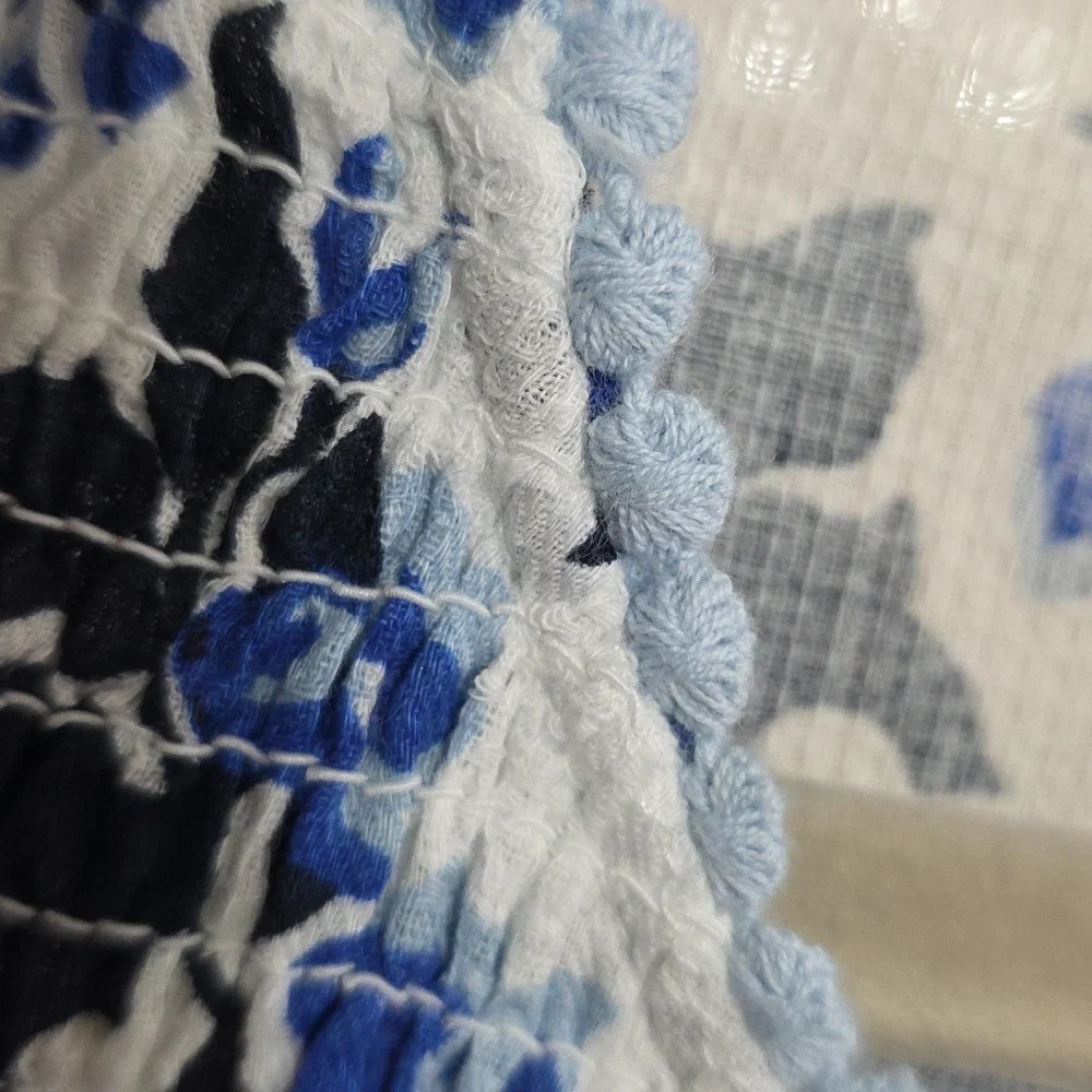 NWT VTG National Womens Nightgown Loungewear White/Blue Floral Smocked Sz 1X - Picture 5 of 13